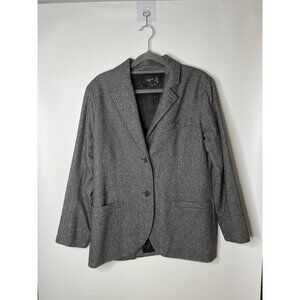 Agnes B Wool Blend 2 Button Herringbone Blazer Jacket Gray Size 2 Flaw in Arm